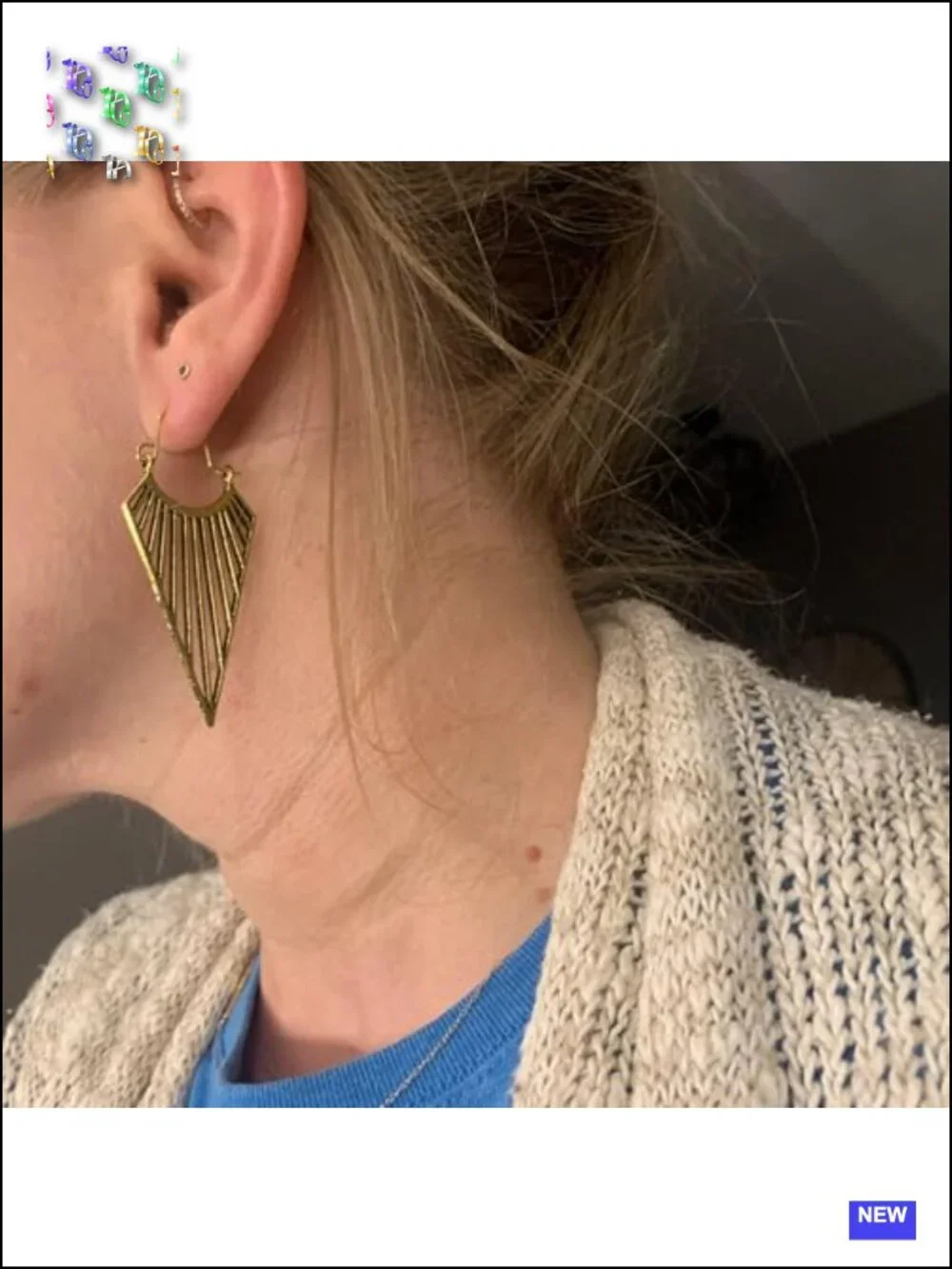 Vintage Boho Geometric Dangle Earrings - Gold Tone Statement Jewelry
